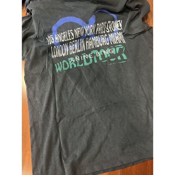 Anine Bing Walker Tee Viper Washed Black Blue Large NEW - Picture 4 of 8